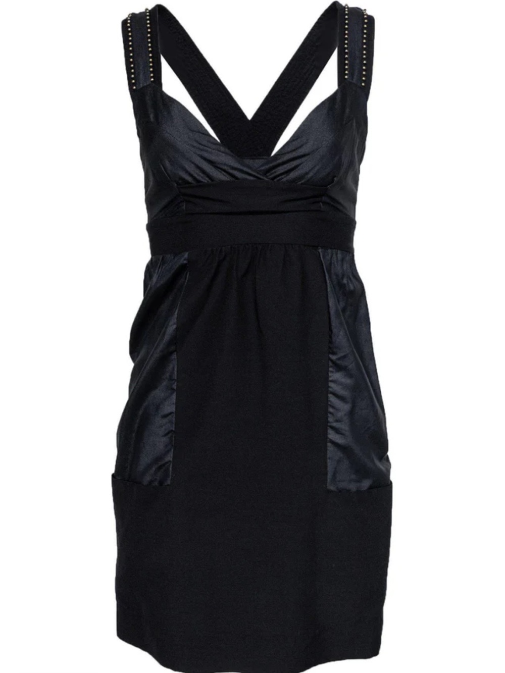 See by Chloé Black Cotton & Silk Studded Strap Dress